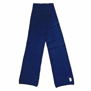 J Crew Navy Blue Wool Blend Checkered Weave Unisex Muffler Scarf